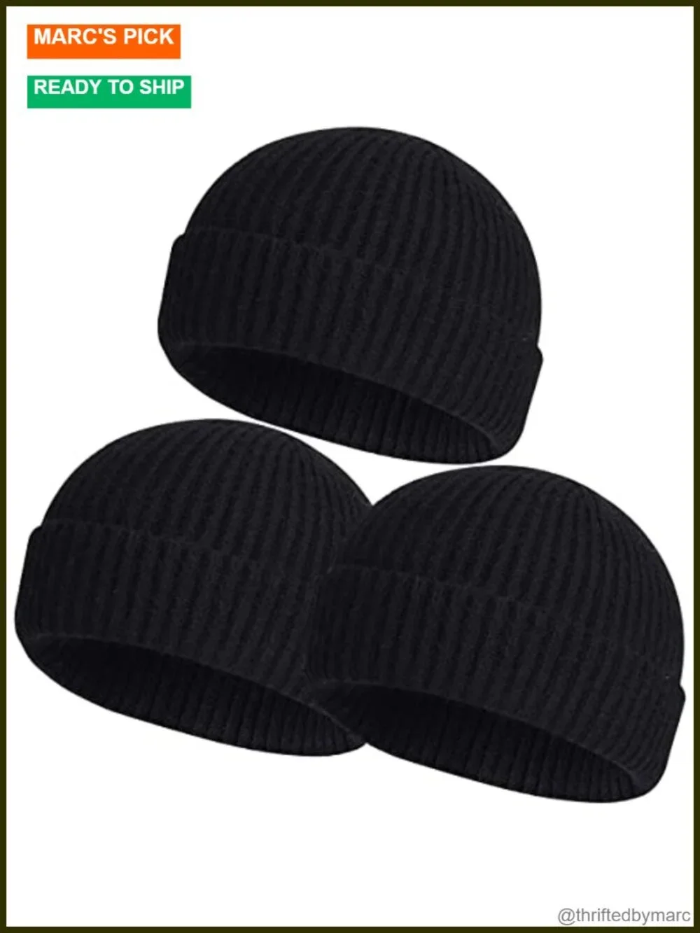 Wool Blend Short Fisherman Beanie Winter Cuffed Skullcap Unisex